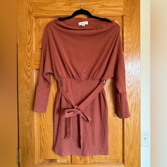 Worn once! Off the shoulder sweater with waist tie - Picture 1 of 2